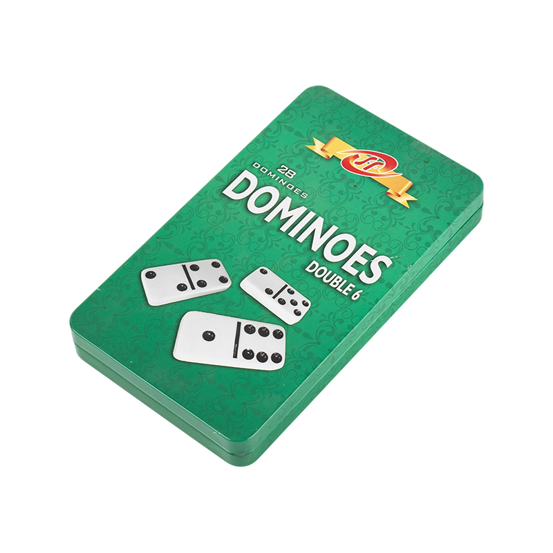 Double Six Domino ในกล่องเหล็กสีเขียวที่ทันสมัยสำหรับเกมครอบครัว