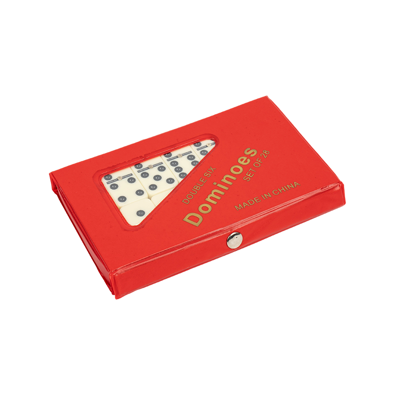 Double Six Dominoes ตั้งค่าด้วยเคส PVC สีแดง 